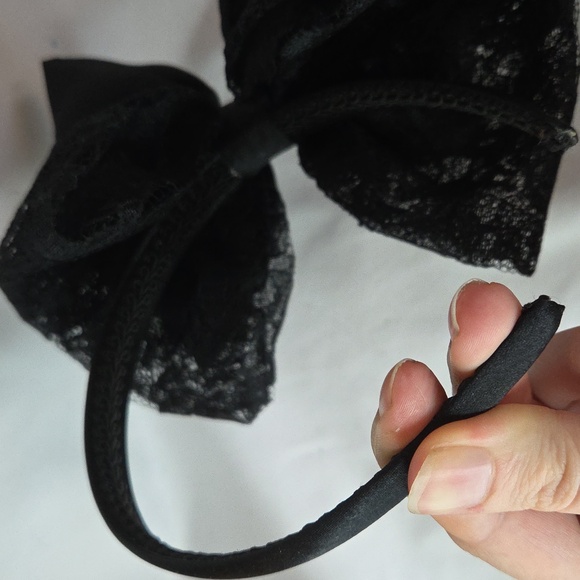 Big Black Bow Headband Gothic Lolita Silky Lace Hair Accessory - Picture 9 of 10